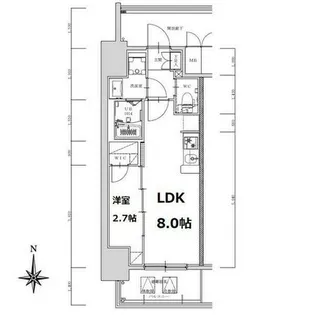 S-RESIDENCE亀島駅前ascent【4階】の間取り