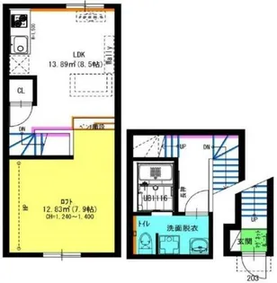 Blanc Rouge【203号室】の間取り