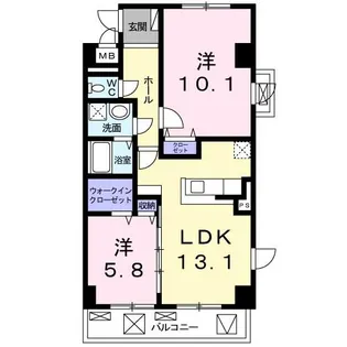 エアリーヒルズ芦屋【2階】の間取り