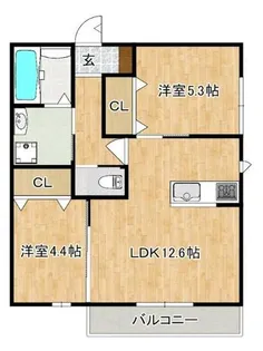 プレミアム小郡【201号室】の間取り