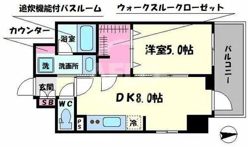 エステムコート北堀江Ⅱ【6階】の間取り