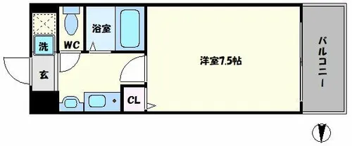 パークサイドピクチャー西心斎橋【6階】の間取り