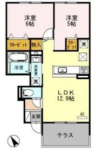 シャン・ド・リジェール【1階】の間取り