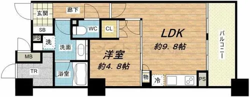 エル・セレーノ上本町レジデンス【5階】の間取り