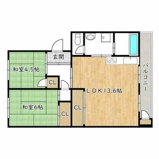 大阪府堺市西区浜寺南町2丁【マンション】の間取り