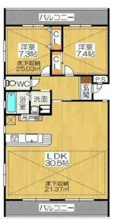 ルネス小松【201号室】の間取り