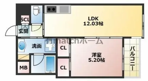 プレジオ長田【8階】の間取り
