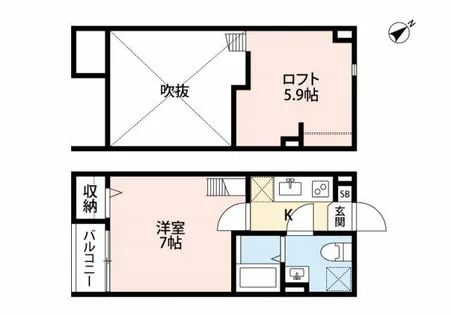 Wistaria加美南【1階】の間取り