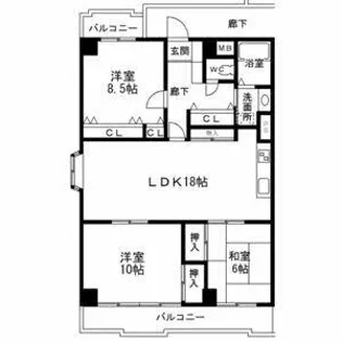 ヴィラージュ加美西【3階】の間取り