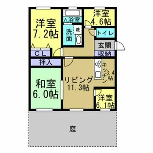 ネオシティ半田S棟【103号室】の間取り