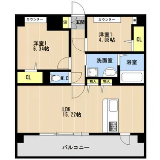 LIBTH博多住吉PREMIER【15階】の間取り