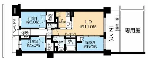 ウエリス西宮甲東園【1階】の間取り
