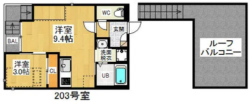 GRANDTIC名駅南【203号室】の間取り