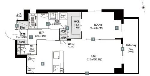 コートアクシスyoinn【9階】の間取り