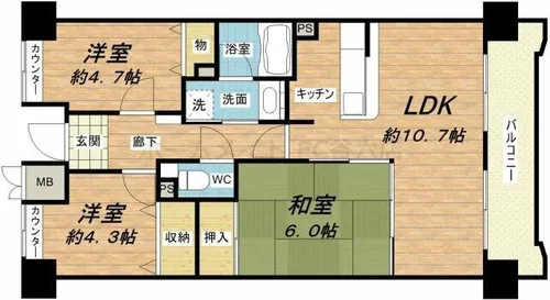 グレイスコート上本町【5階】の間取り