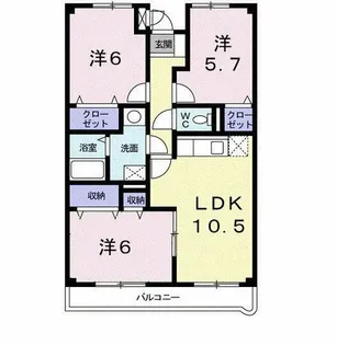 ラルジュウエスト【4階】の間取り