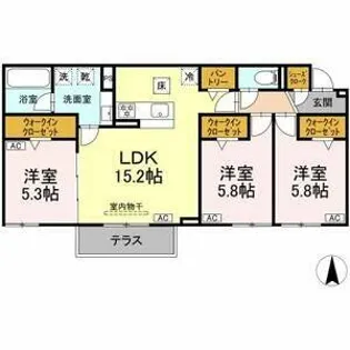 シャンドフルール【1階】の間取り