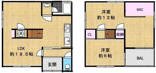 大阪府堺市東区西野【一戸建】の間取り