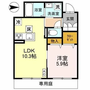 ブルーメ平野西【1階】の間取り