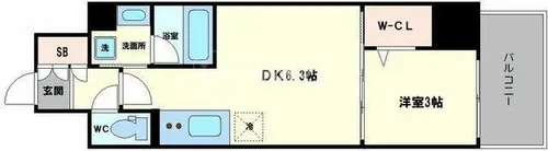 アーバネックス京町堀【15階】の間取り