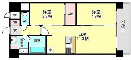 アーバネックス新町Ⅱ【9階】の間取り