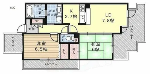 ラ・トゥール六甲W棟【8階】の間取り