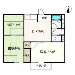 力川ハイツ B棟【B6号室】の間取り
