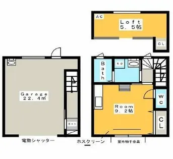 Garage Villa 平坂【106号室】の間取り