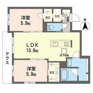シャーメゾンケーツー【1階】の間取り