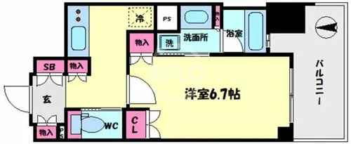 リーガル靭公園南Ⅱ【11階】の間取り