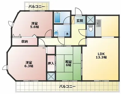 サンシーズ南山手【4階】の間取り