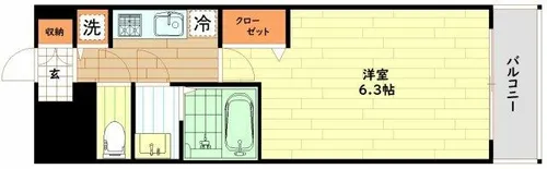 レオンコンフォート阿波座西【3階】の間取り