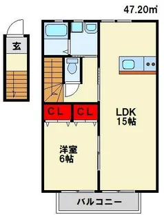 ルネス本城 A棟【202号室】の間取り