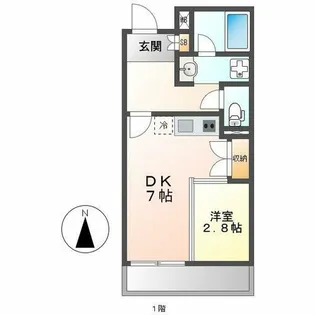 1DKの間取り画像