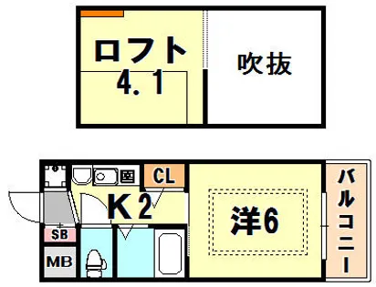 エステムコート三宮駅前ラ・ドゥー【3階】の間取り