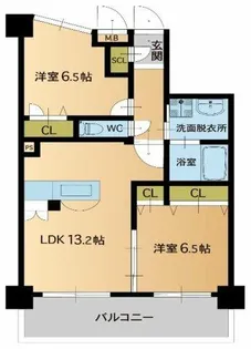グランパル博多【6階】の間取り