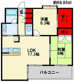 ルフォンド天神【203号室】の間取り