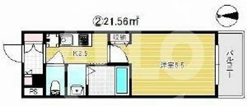 グランパシフィック難波南Ⅱ【7階】の間取り