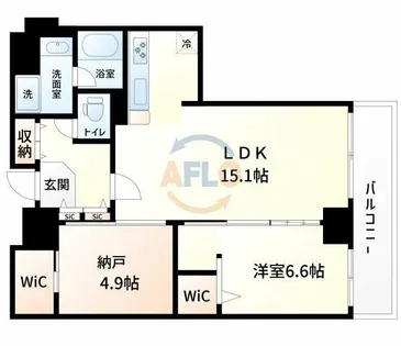キングマンション堂島川【36階】の間取り