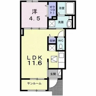 エヴァ グリーン ヴィラⅠ【1階】の間取り