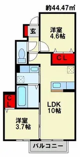 クレール下城野【1階】の間取り