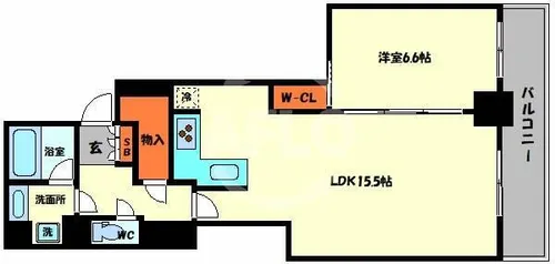 シティタワー堀江【4階】の間取り