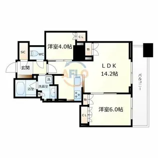 ブランズタワー大阪本町【9階】の間取り