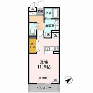 クレール西の庄【3階】の間取り