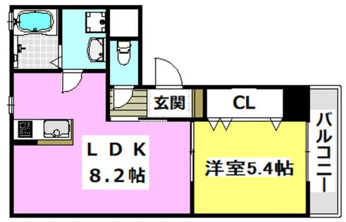 クレインコート鶴野【2-A号室】の間取り