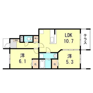 フォンターナ江井島【1階】の間取り