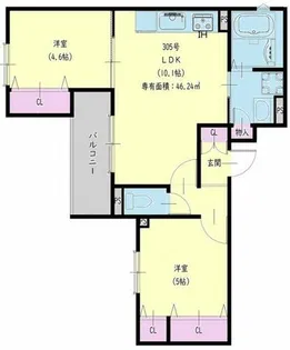 クリエオーレ新堂Ⅱ【2階】の間取り