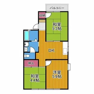 グリーンヒル小金台D棟【2階】の間取り