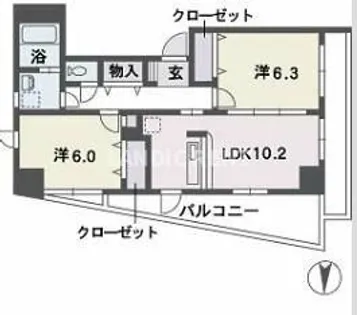ヴィルコート城南【6階】の間取り