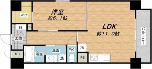 アベニール四天王寺【6階】の間取り